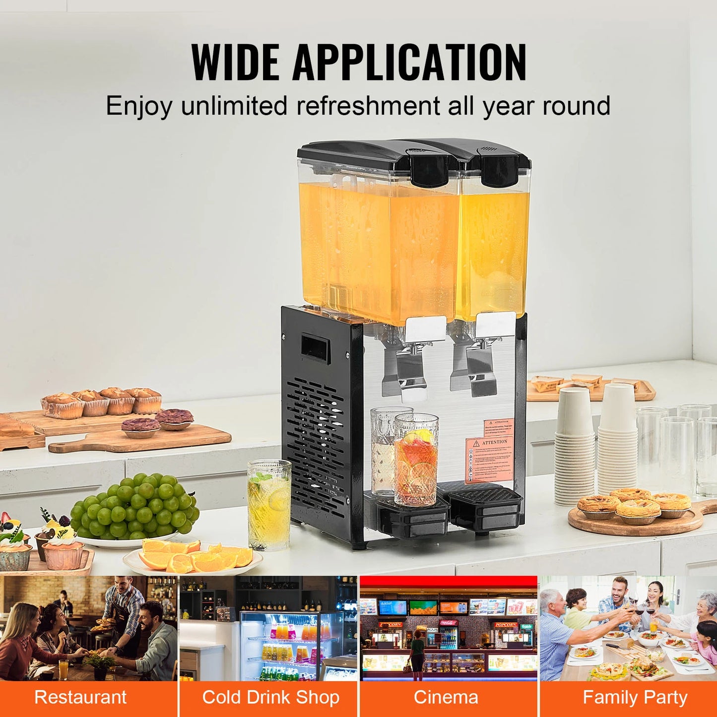 SucceBuy Commercial Beverage Dispenser Stainless Steel