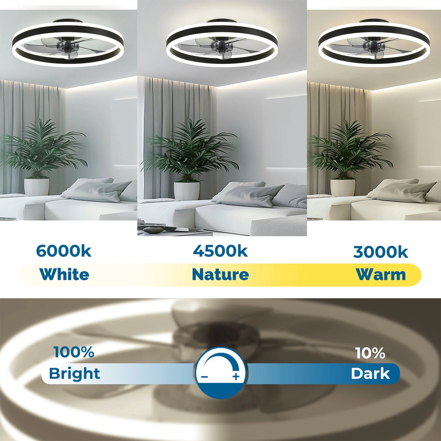 Orison Modern Flush Mount Ceiling Fan With Remote LED Light