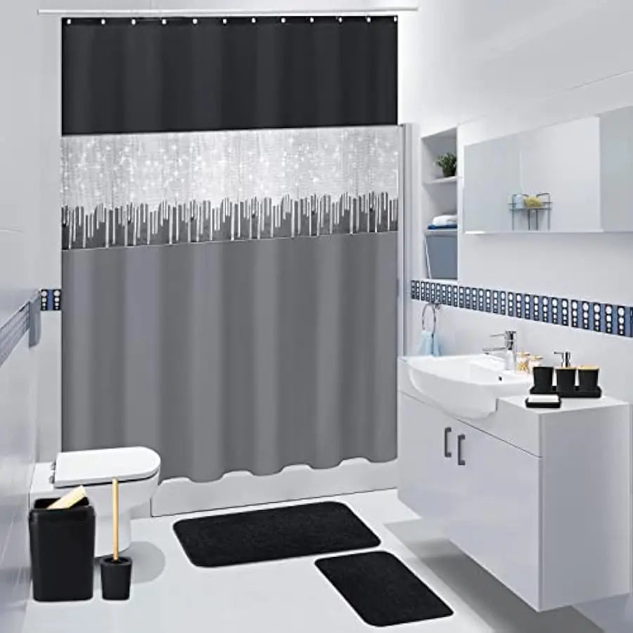 XLHOMO 24 Piece Bathroom Set With Shower Curtain And Rugs