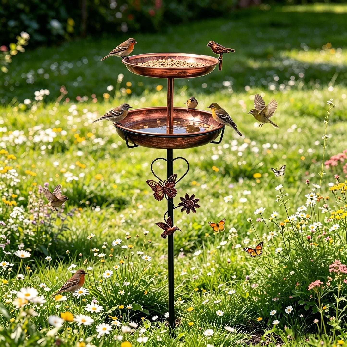 Premium Double Layer Bird Bath Stand For Outdoor Garden Decor