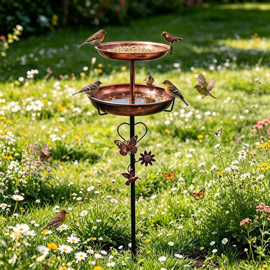 Premium Double Layer Bird Bath Stand For Outdoor Garden Decor