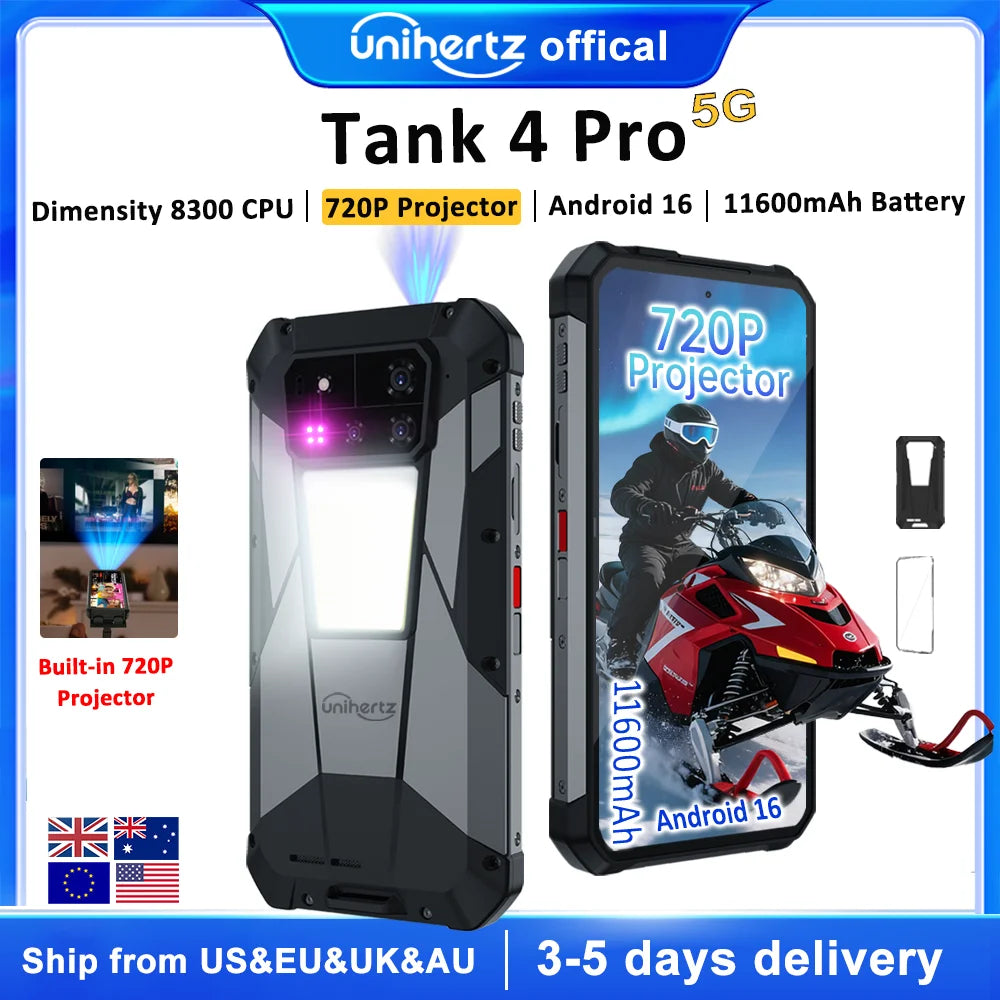 Unihertz Tank 4 Pro 5G Rugged Phone With BuiltIn Projector