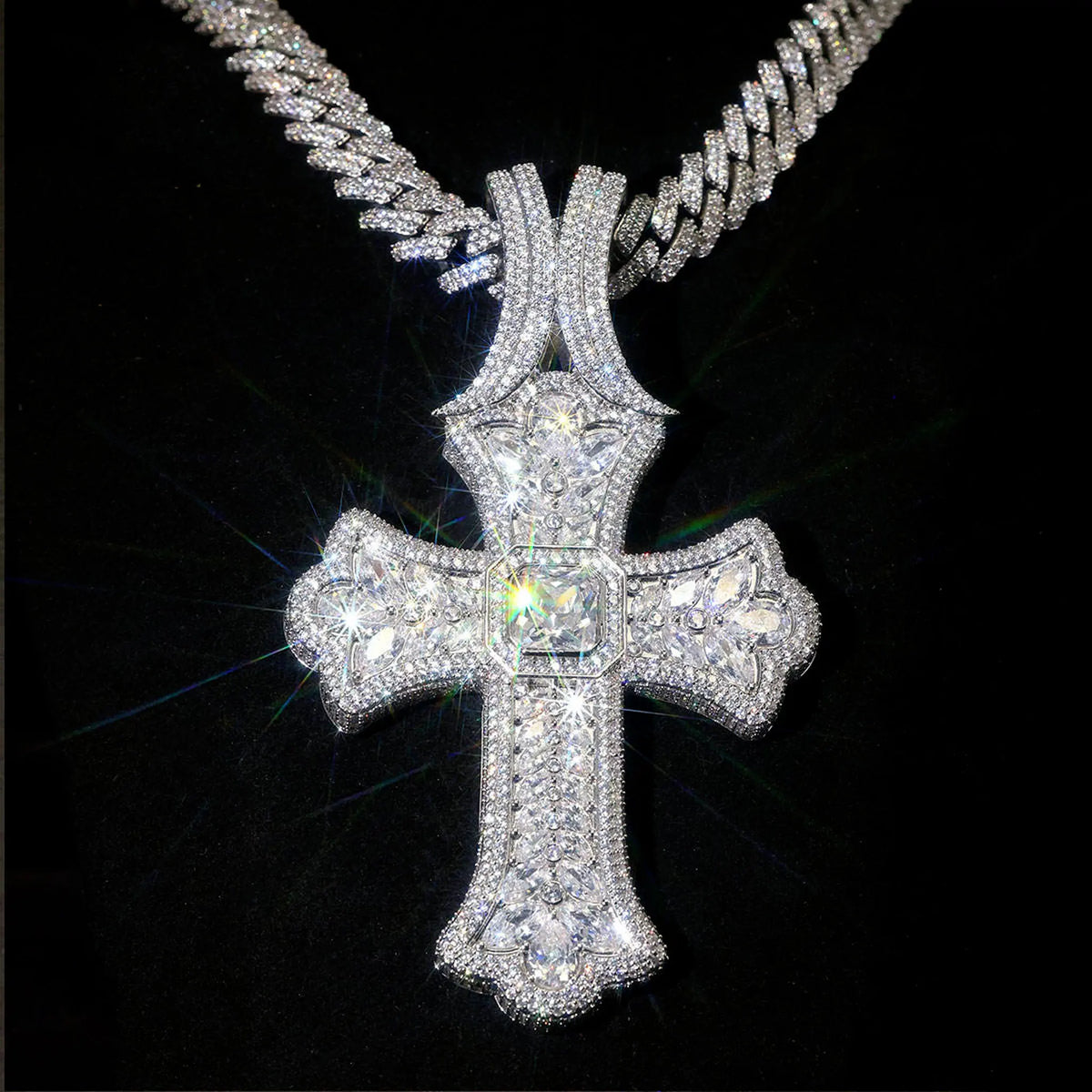 LYEE CYEE Hip Hop Cross Pendant Necklace With Zircon Accents