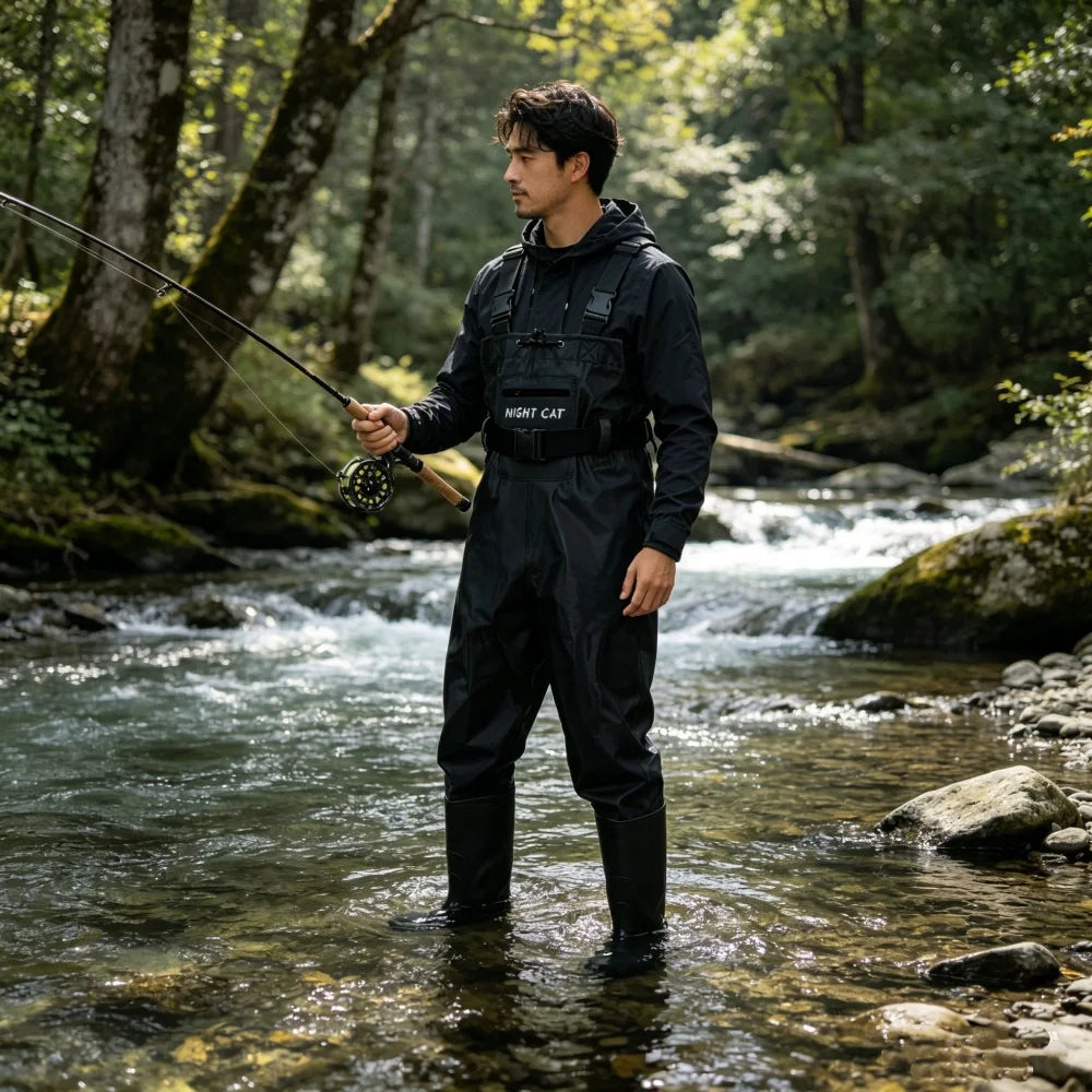 Night Cat Waterproof Fishing Waders With Bootfoot And Belt