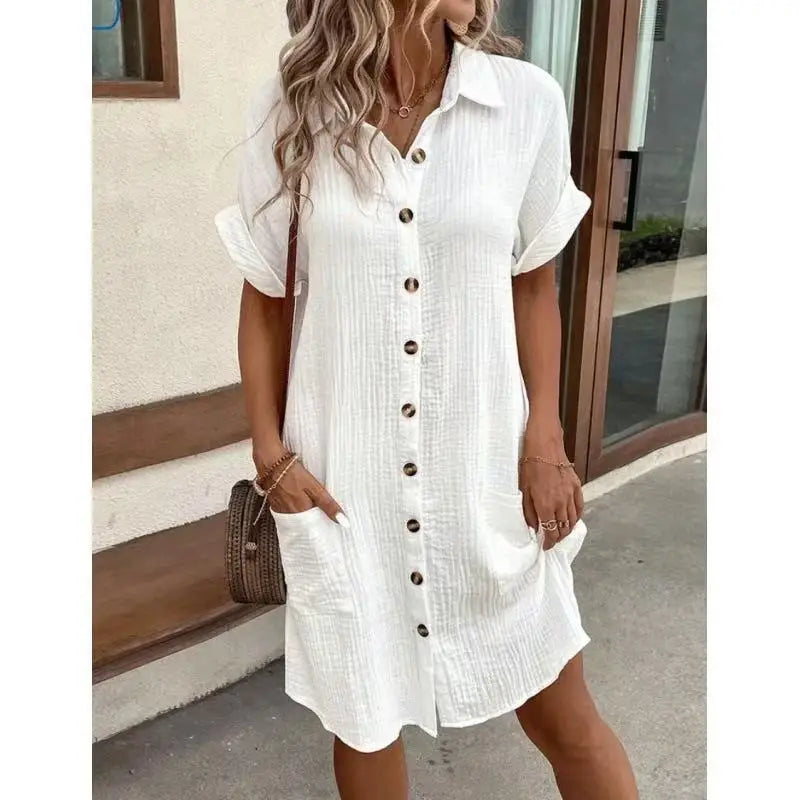 Hallolilla Women Casual Loose Short Sleeve Fashion Stylish Dress