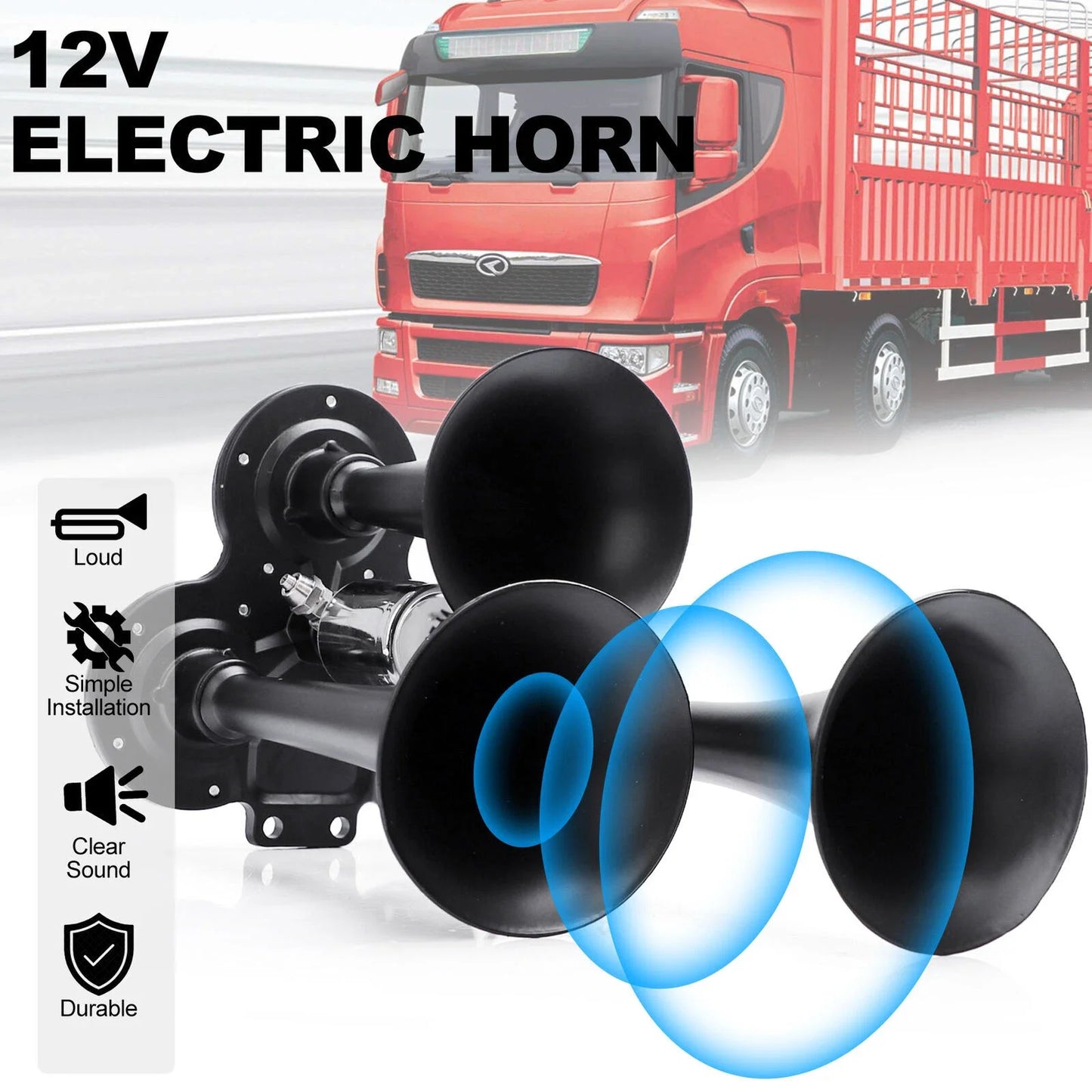 Carbole Train Air Horn 3 Trumpets Kit 600DB 12V 24V