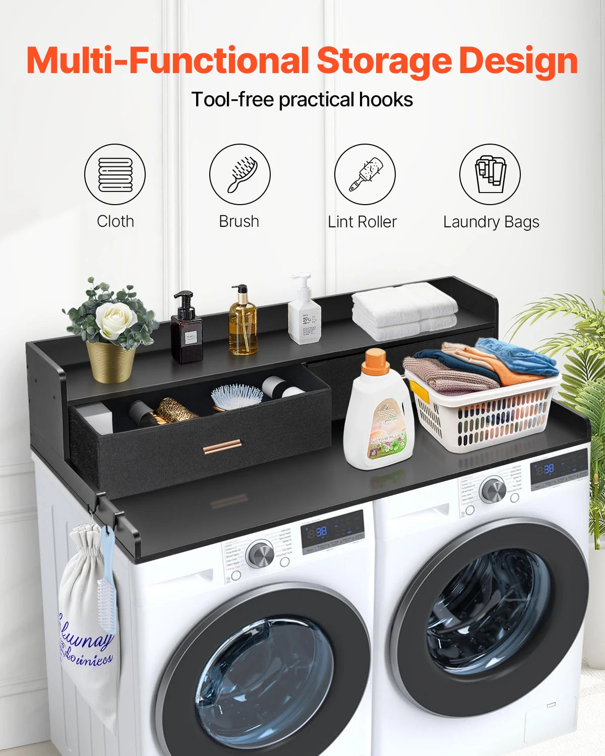 SucceBuy Washer And Dryer Countertop With Drawer Shelf