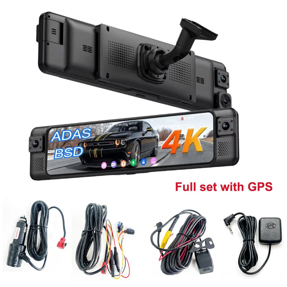SZshufen 4K Mirror Dash Cam With WiFi GPS ADAS Rearview Mirror