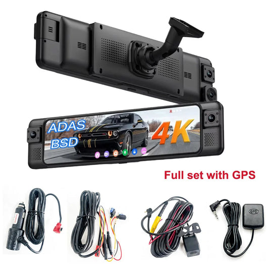 SZshufen 4K Mirror Dash Cam With WiFi GPS ADAS Rearview Mirror