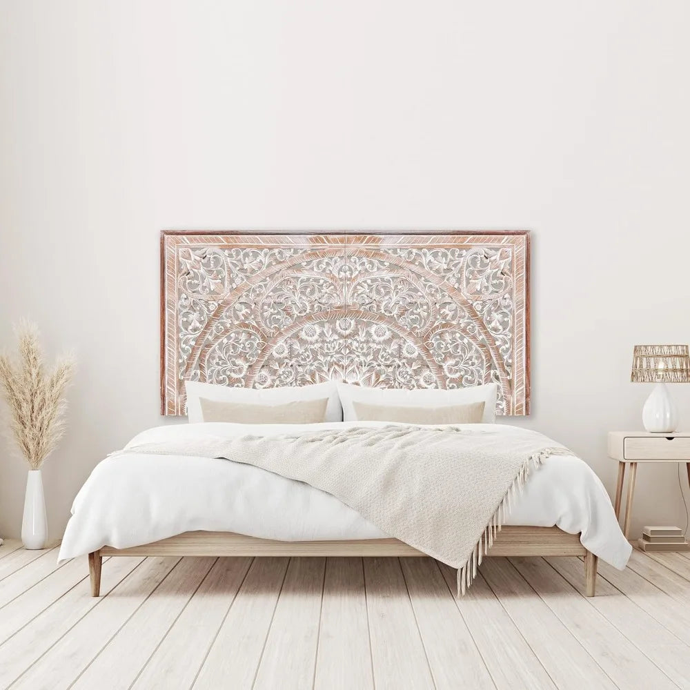 RBXC Carved Wood Headboard Wall Mount