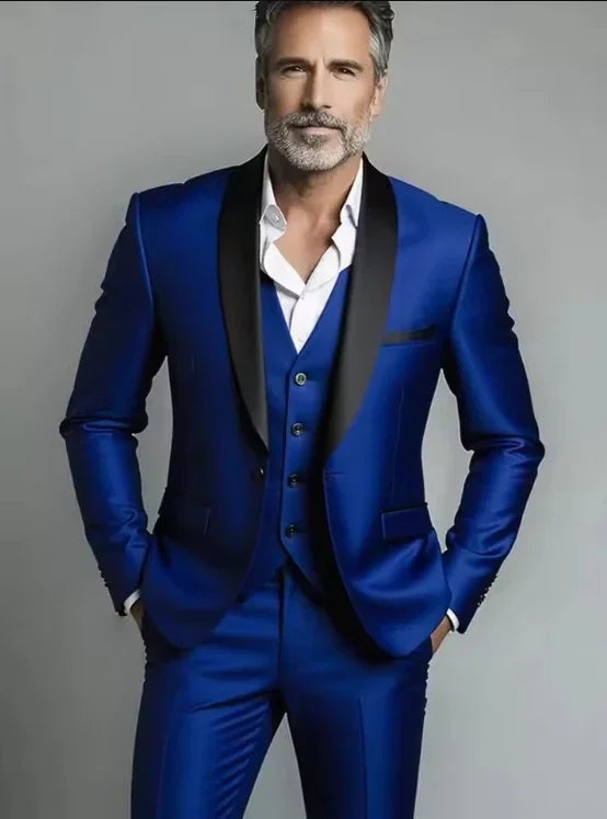 Men's Formal Suit Jacket Vest Pants Wedding Groom Professional Style