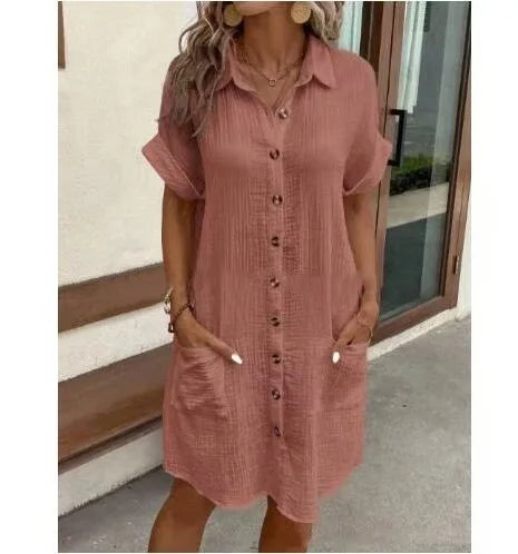 Hallolilla Women Casual Loose Short Sleeve Fashion Stylish Dress