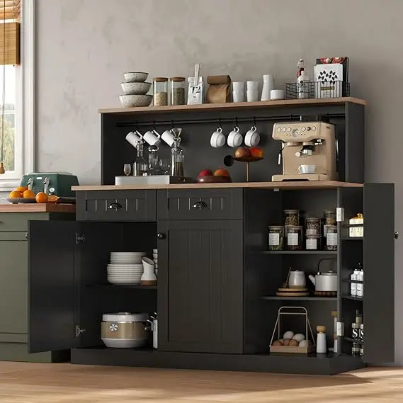 Sideboard Buffet Cabinet With Drawers Adjustable Shelves Farmhouse Kitchen Pantry