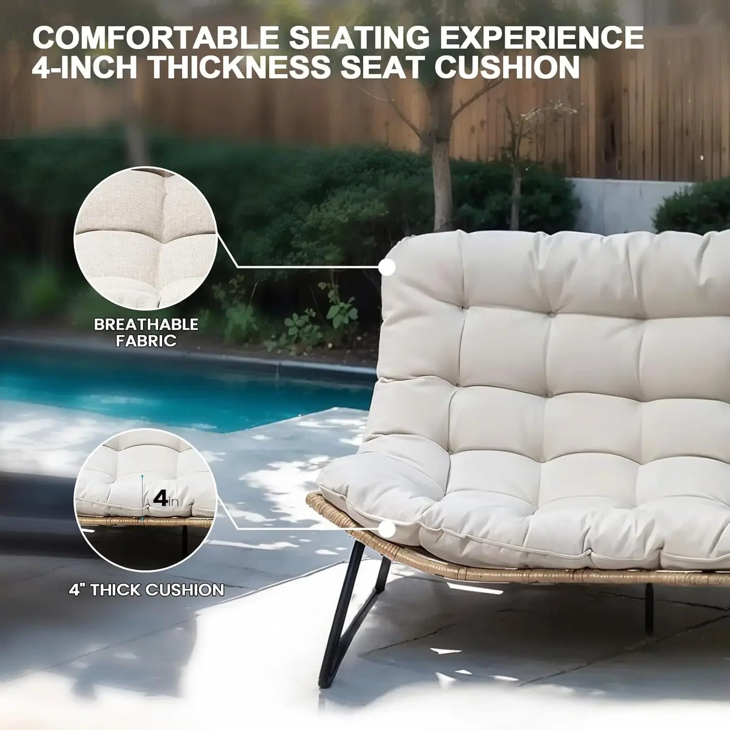 Outdoor Loveseat All Weather Boho Rattan Patio Furniture