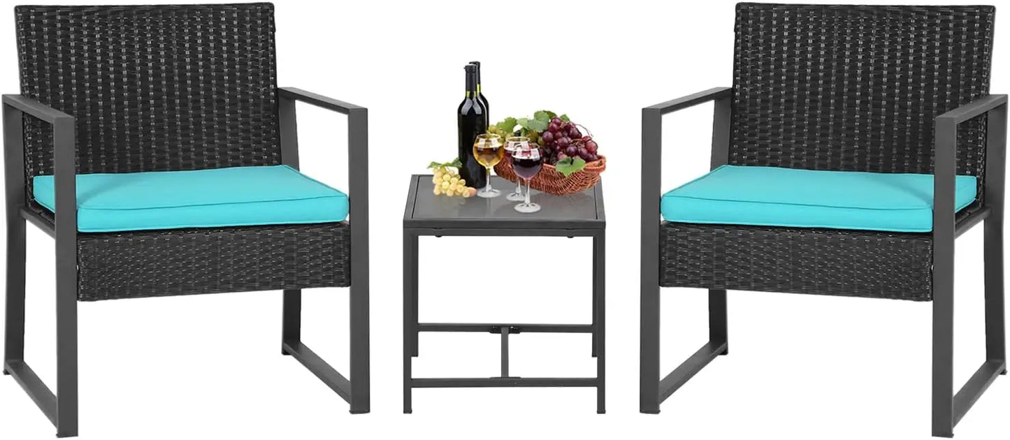 Patio Furniture Set 5 Pieces Outdoor Wicker Rattan Conversation Set