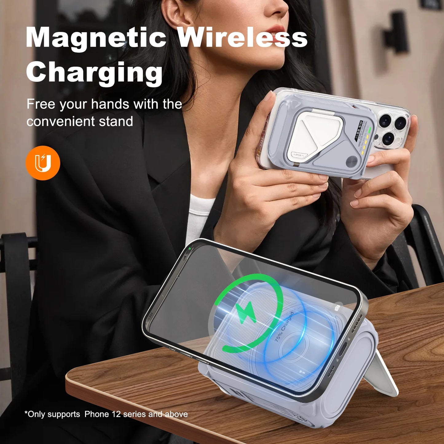 Prunus 22.5W Magnetic Wireless Power Bank 10000mAh USB C