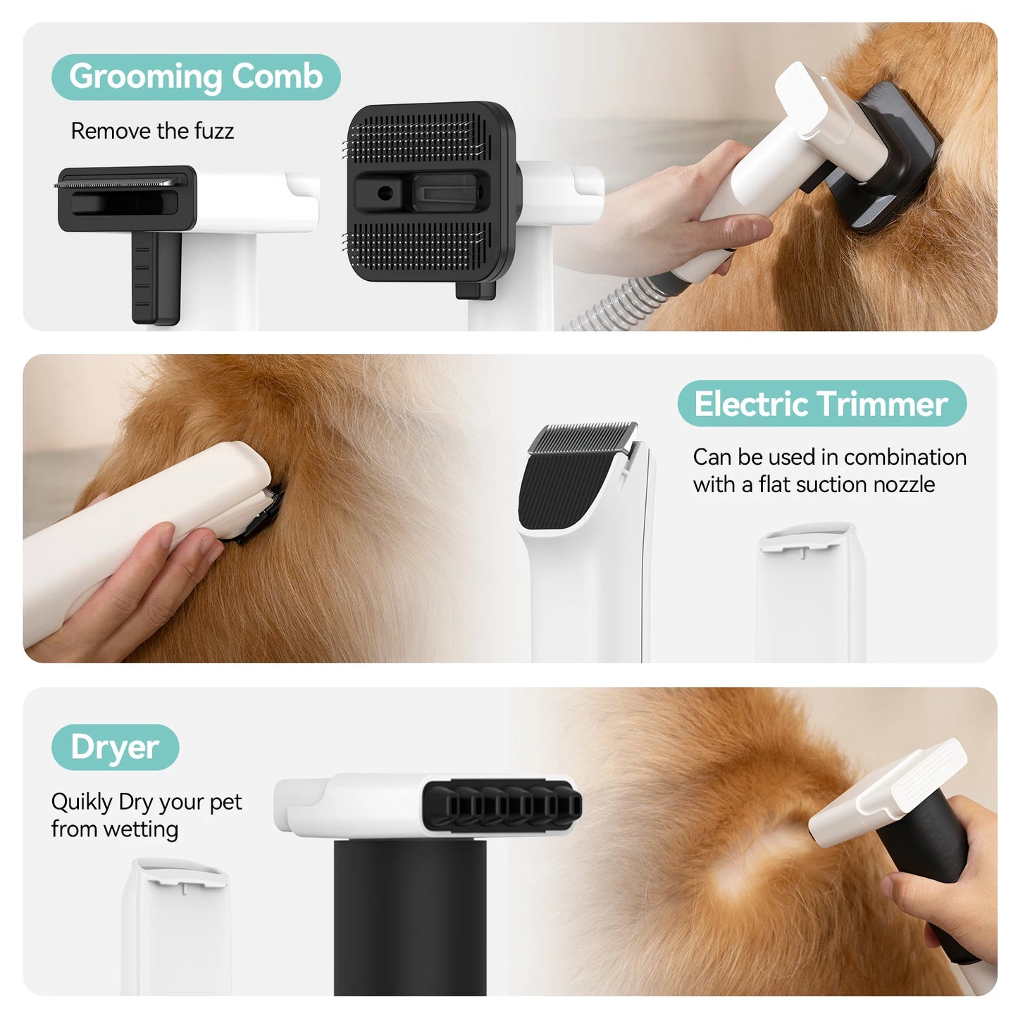 Amicura P1 3-In-1 Vacuum Hair Dryer Pet Grooming Trimmer