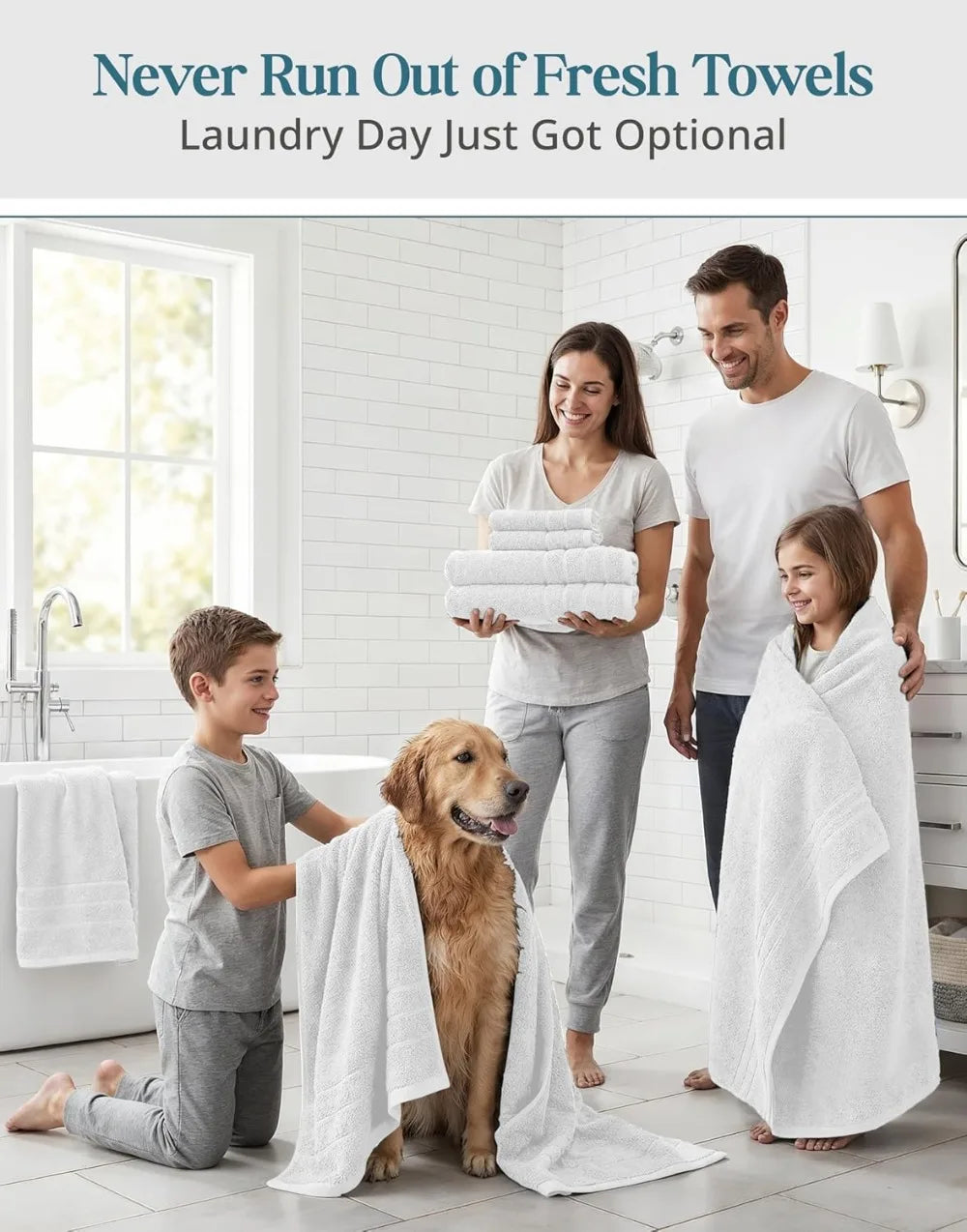 Soft Absorbent 24 Piece Cotton Towel Set For Bathroom
