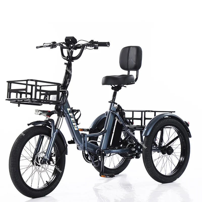 Foldable Electric Tricycle Cargo Adult Senior For Lithium Battery Removable Waterproof Anti-Theft 48V 3 Wheel Electric Bicycle