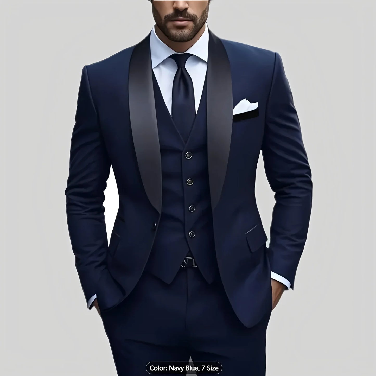 Men's Formal Suit Jacket Vest Pants Wedding Groom Professional Style