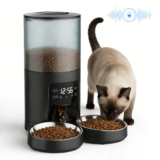 JHK 6L Automatic Cat Feeder With Dual Bowls And Timer