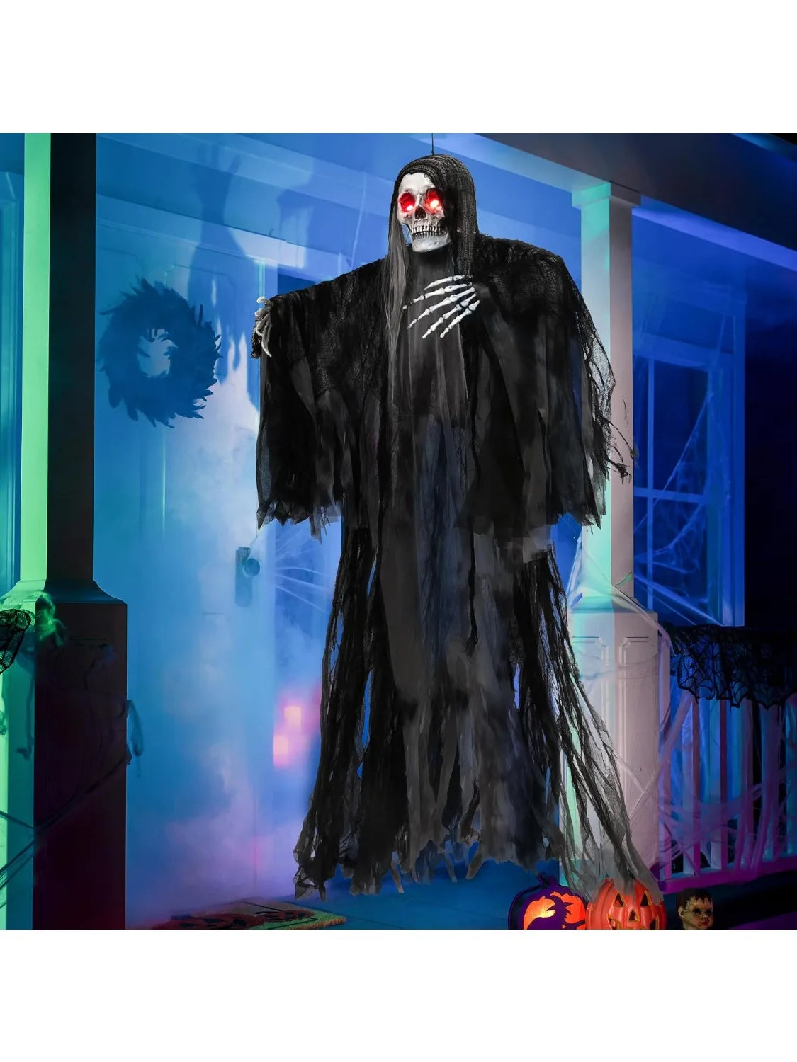 Joyfy Animated Hanging Grim Reaper Halloween Decoration with Voice Control