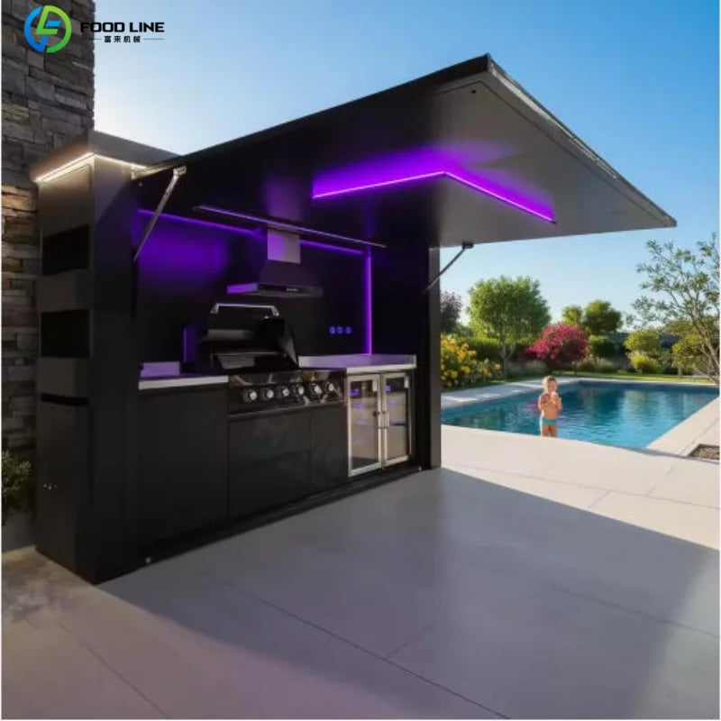 Foodline Stainless Steel Outdoor Kitchen With Sink And Fridge