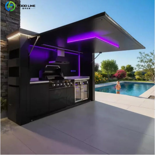 Foodline Stainless Steel Outdoor Kitchen With Sink And Fridge