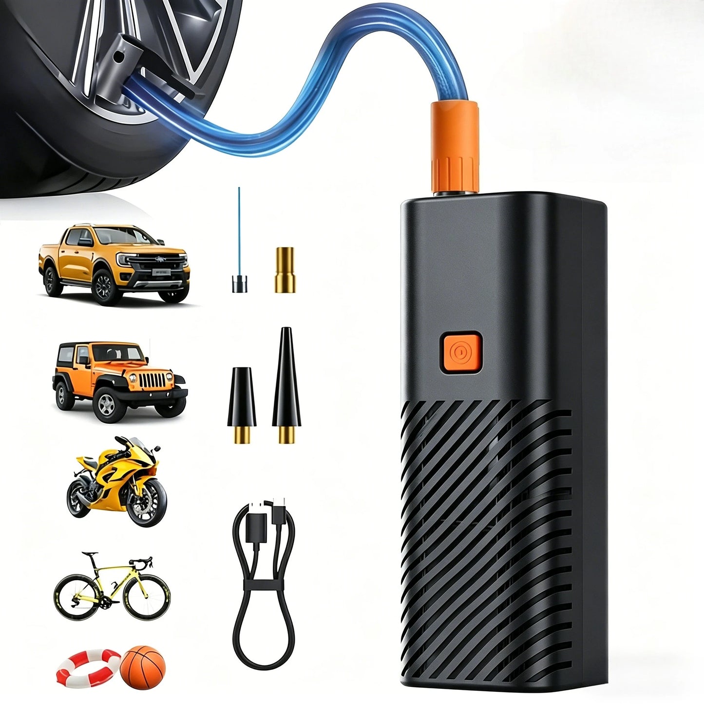 Pownym Wireless Tire Inflator Pump For Cars And Bikes