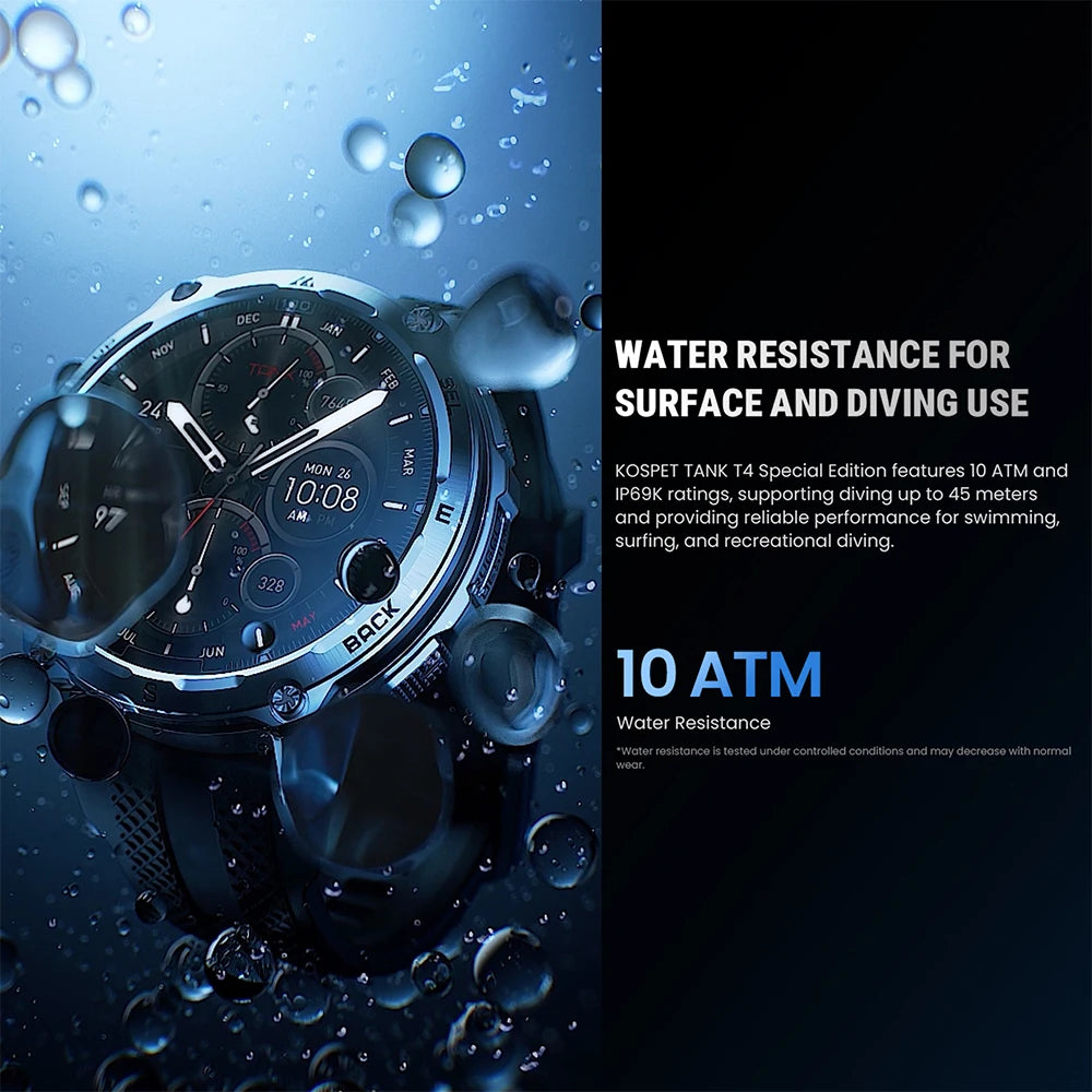 KOSPET Tank T4 Special GPS Smartwatch Military 10ATM Offline Maps