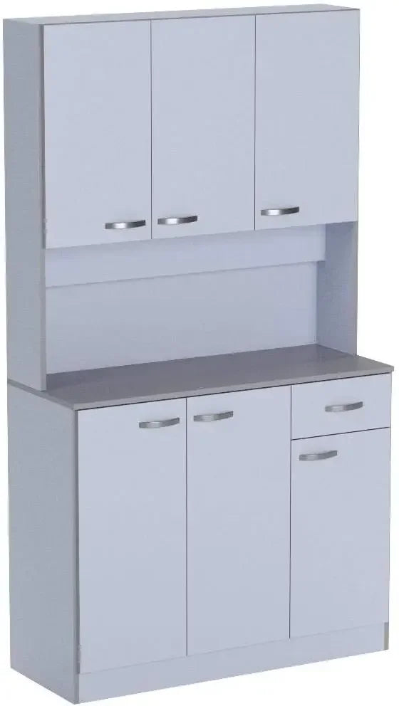 Kitchen Pantry Cabinet With Microwave Stand And Tall Hutch Doors