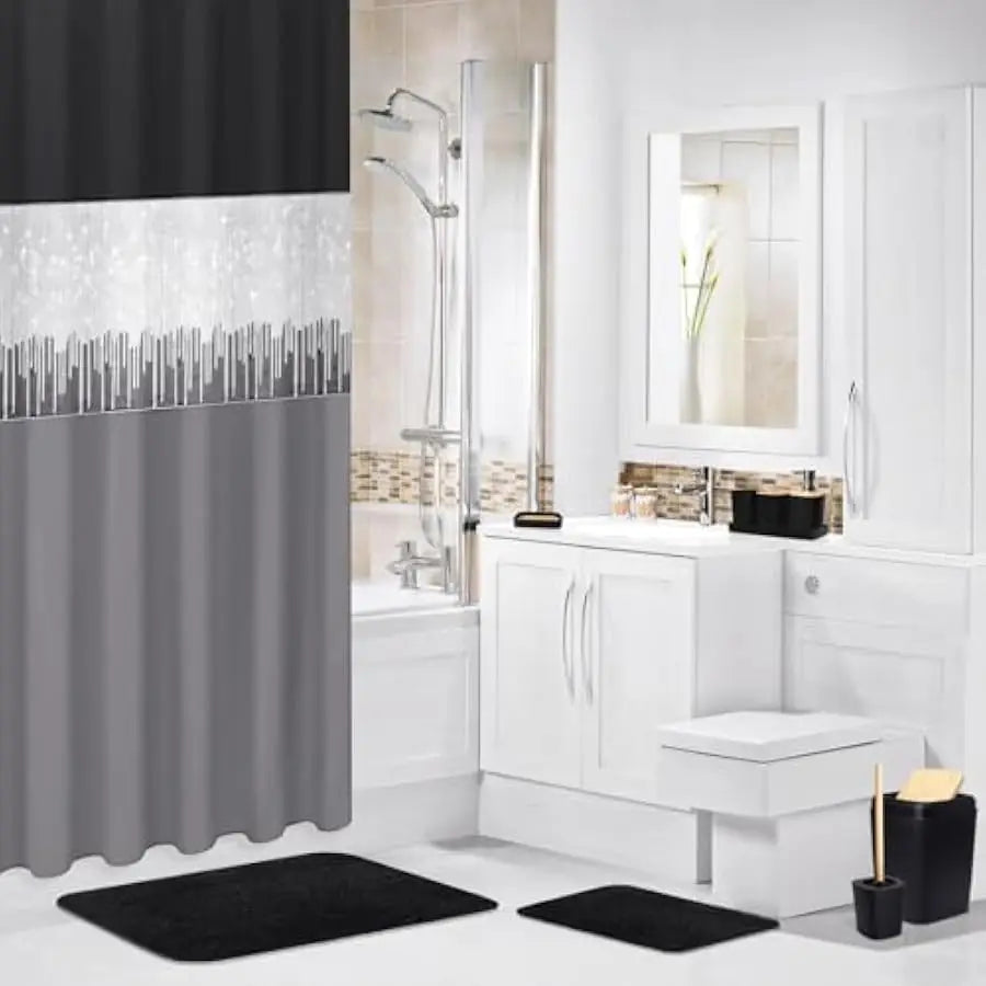 XLHOMO 24 Piece Bathroom Set With Shower Curtain And Rugs