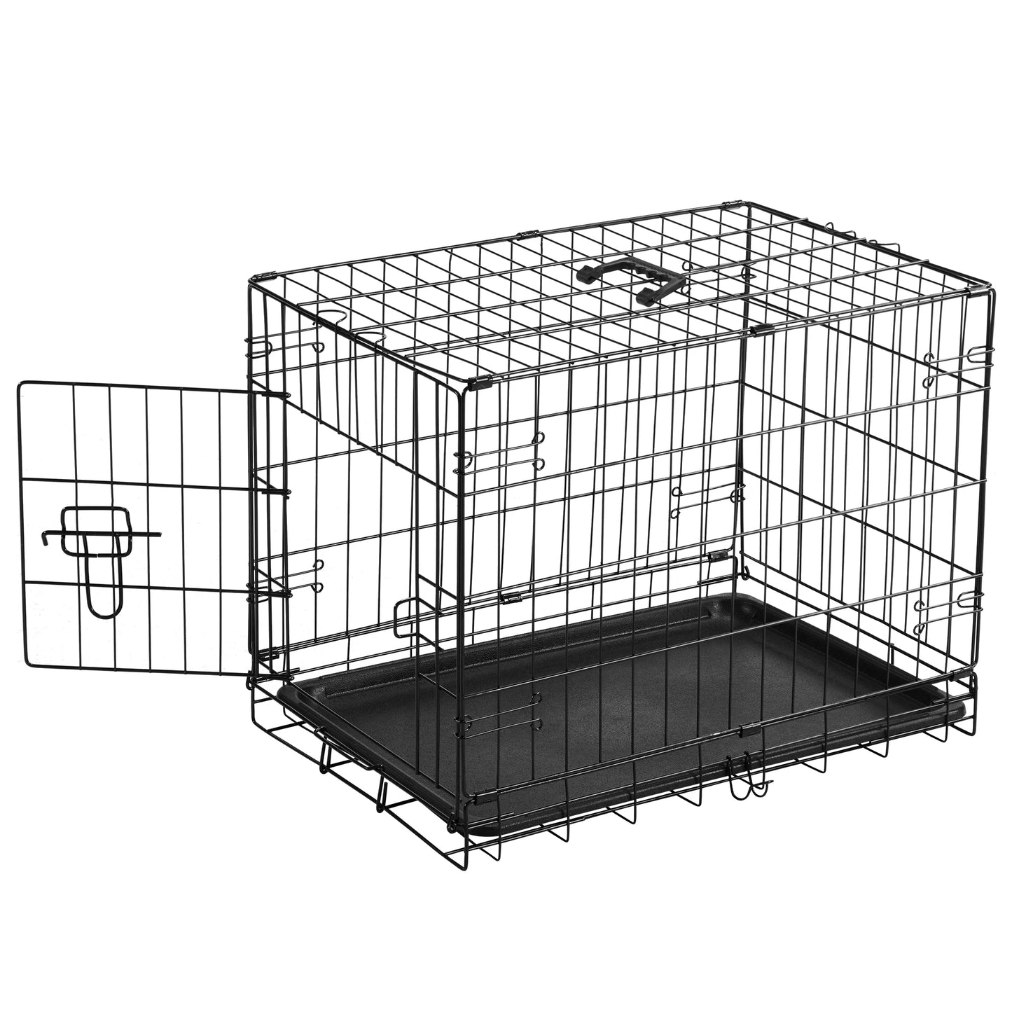 JHK Folding Metal Dog Cage With Leak-Proof Pan For Outdoors