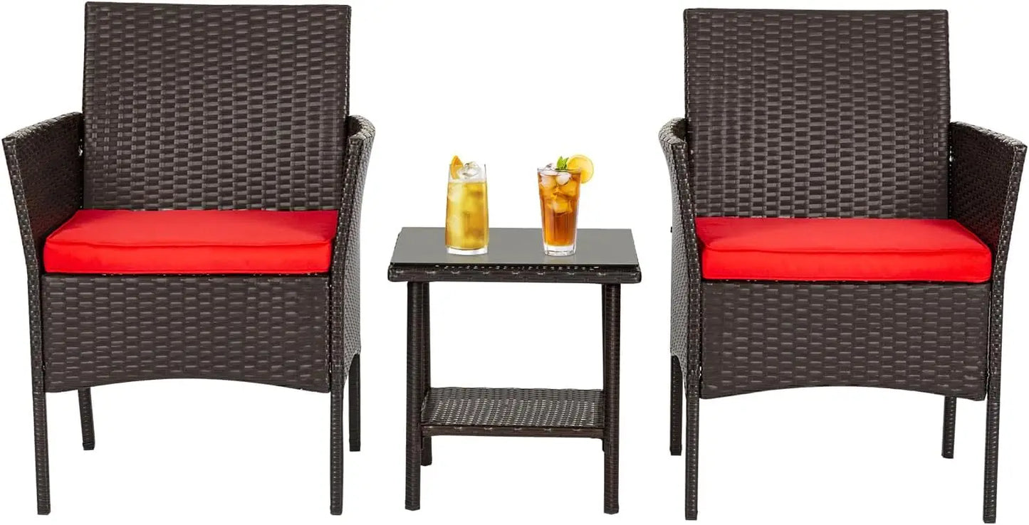 Outdoor Patio Five Piece Wicker Conversation Set For Backyard