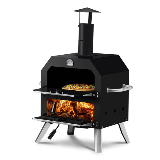 Wood Fired Pizza Oven with Stone and Removable Cooking Rack
