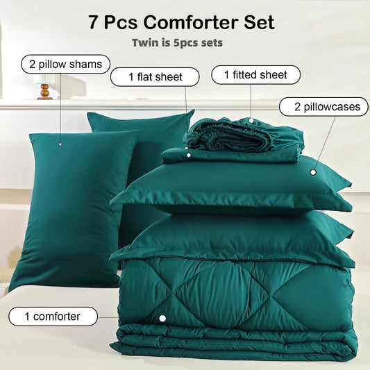 easYum 7 Piece Bedding Set Twin Full Queen King With Sheets Pillowcases