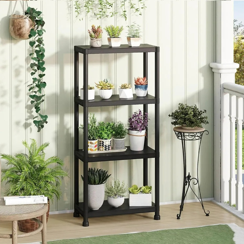Heavy Duty Plastic Storage Shelves Freestanding Garage Organizer Rack