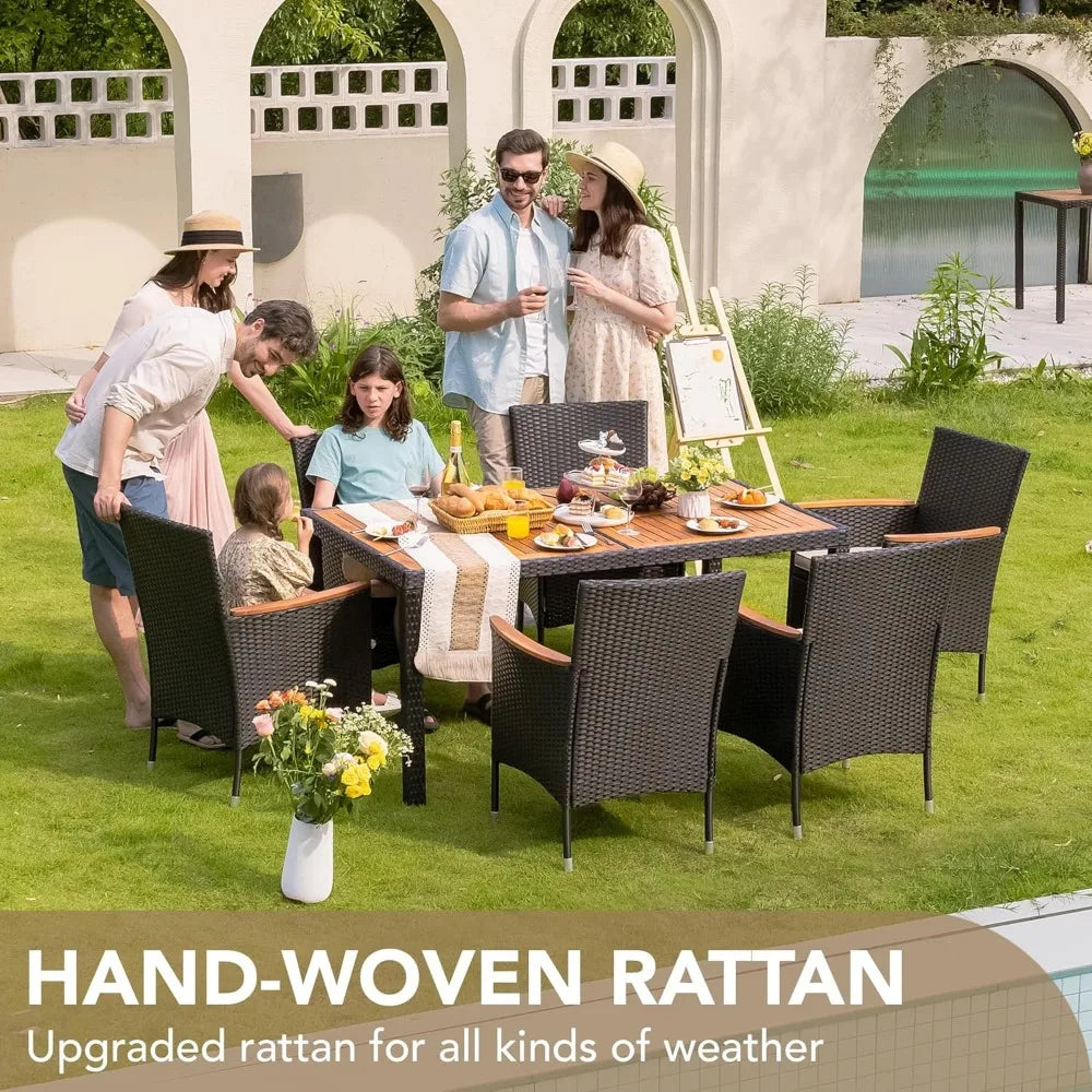 7 Piece Rattan Outdoor Furniture Set With Lovewood Tabletop