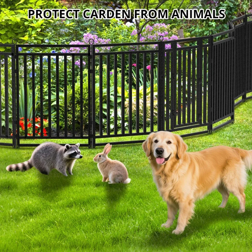 Durable Metal Garden Fence Kit With 14 Panels And Gates