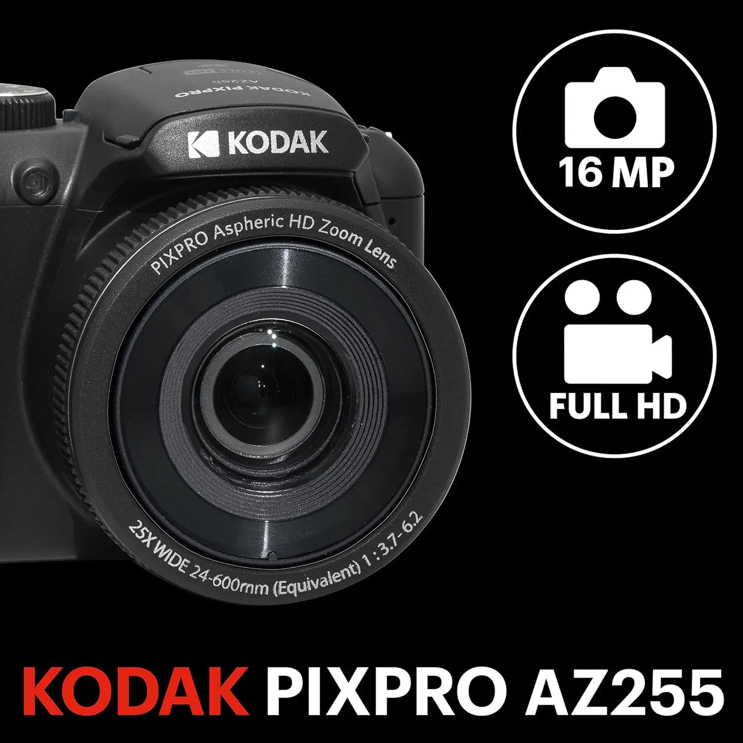 Kodak PIXPRO AZ255 Digital Camera 16MP 25x Zoom OIS Video