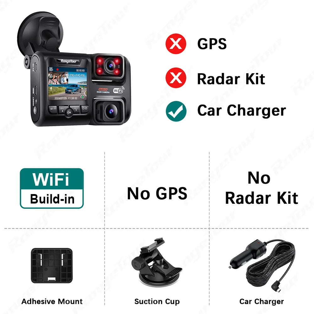 Range Tour 4K Dual Lens Dash Cam With GPS Night Vision D30H