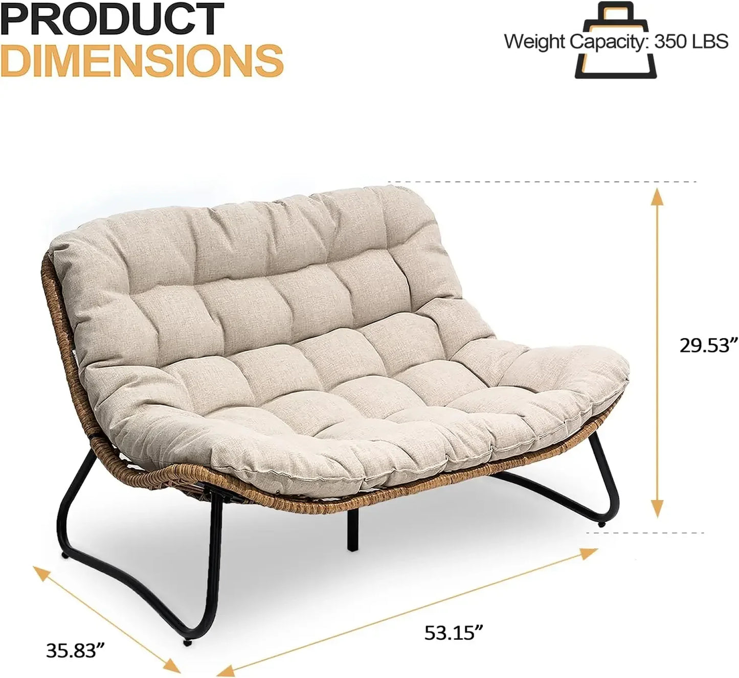 Outdoor Loveseat All Weather Boho Rattan Patio Furniture