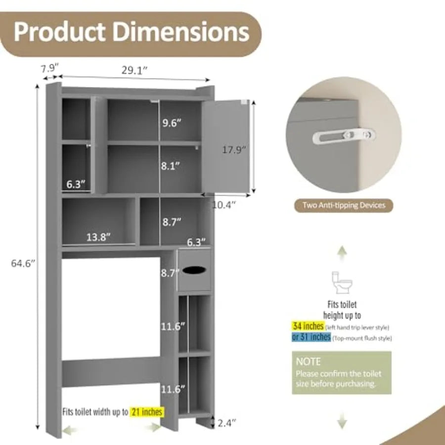Over The Toilet Storage Cabinet Engineered Wood Farmhouse Style