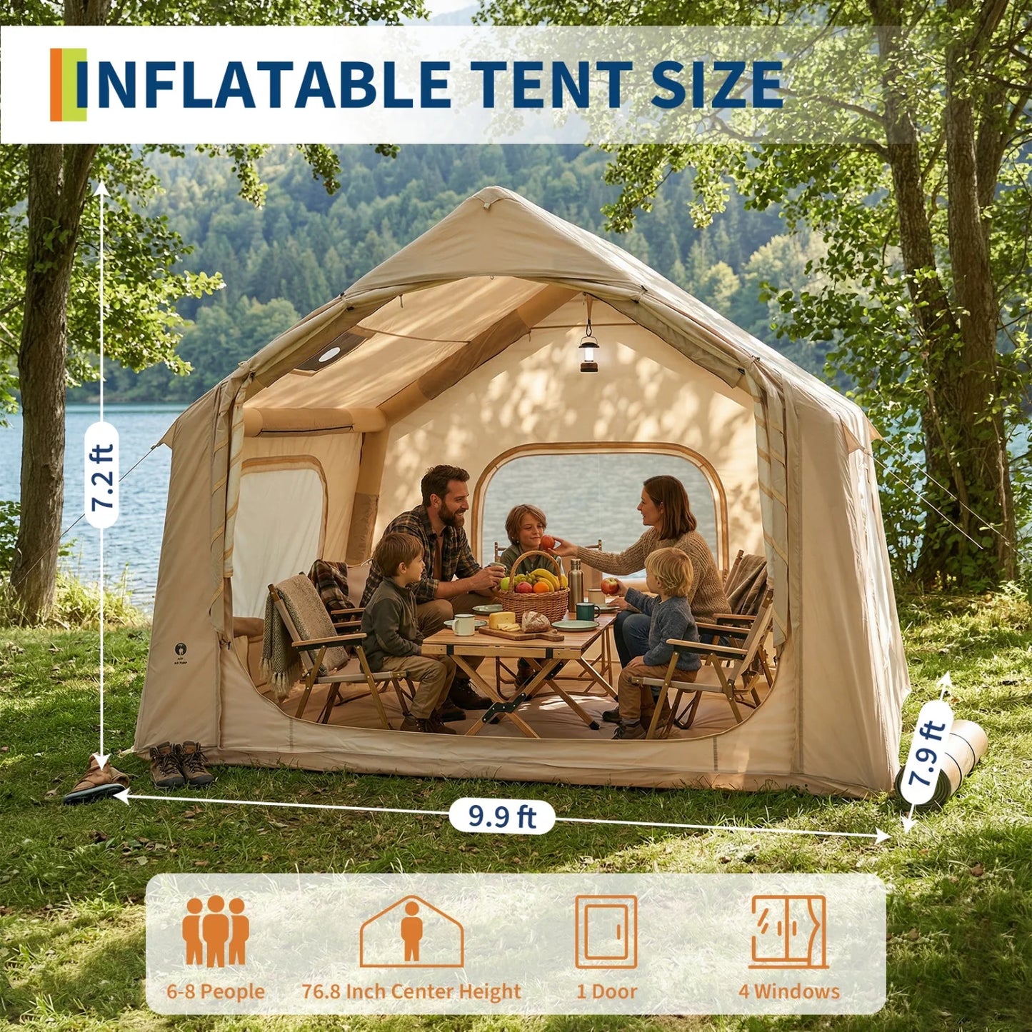 HiMiss Inflatable Camping Tent For Outdoor Weather Resistant Shelter