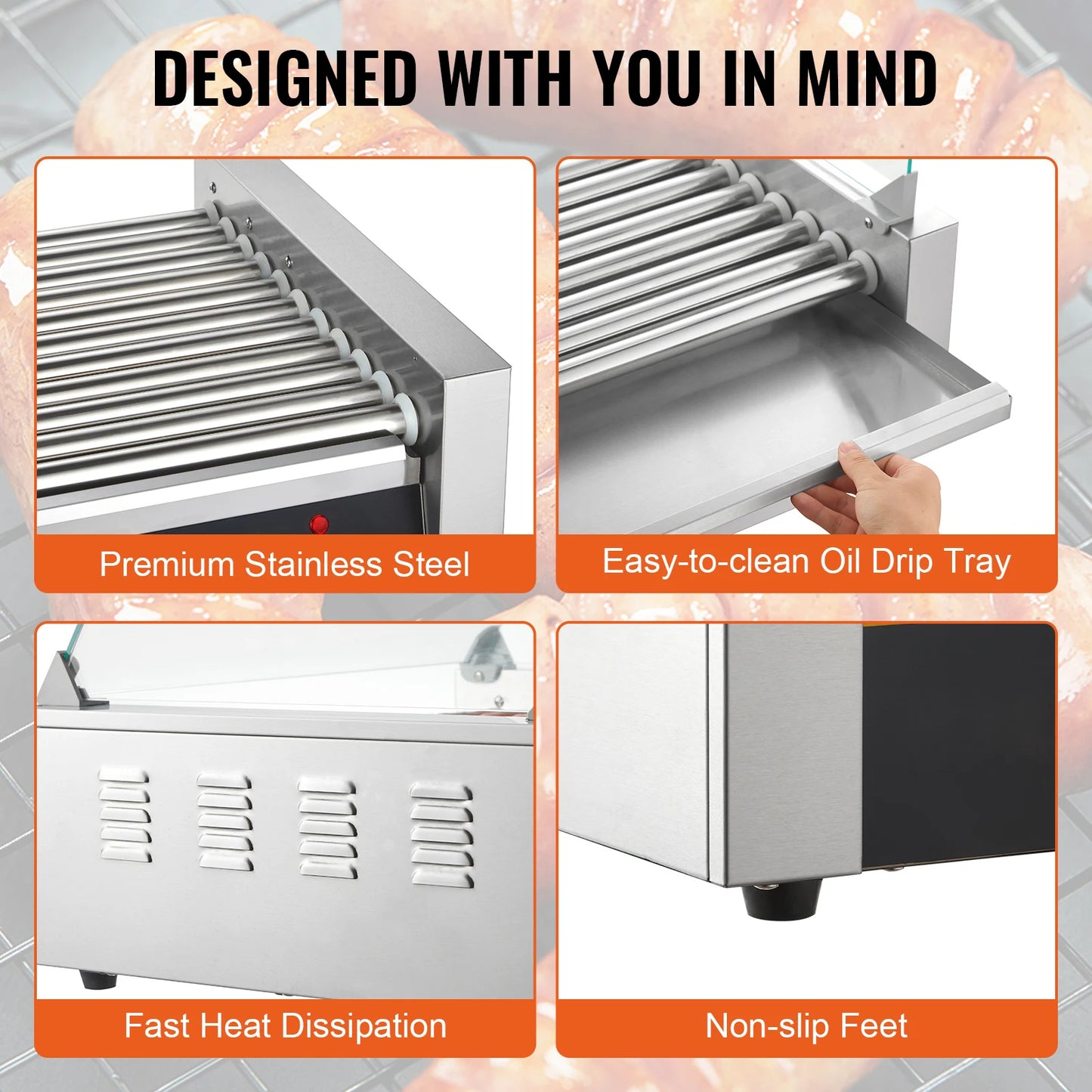 SucceBuy Commercial Hot Dog Roller Sausage Maker Barbecue Grill