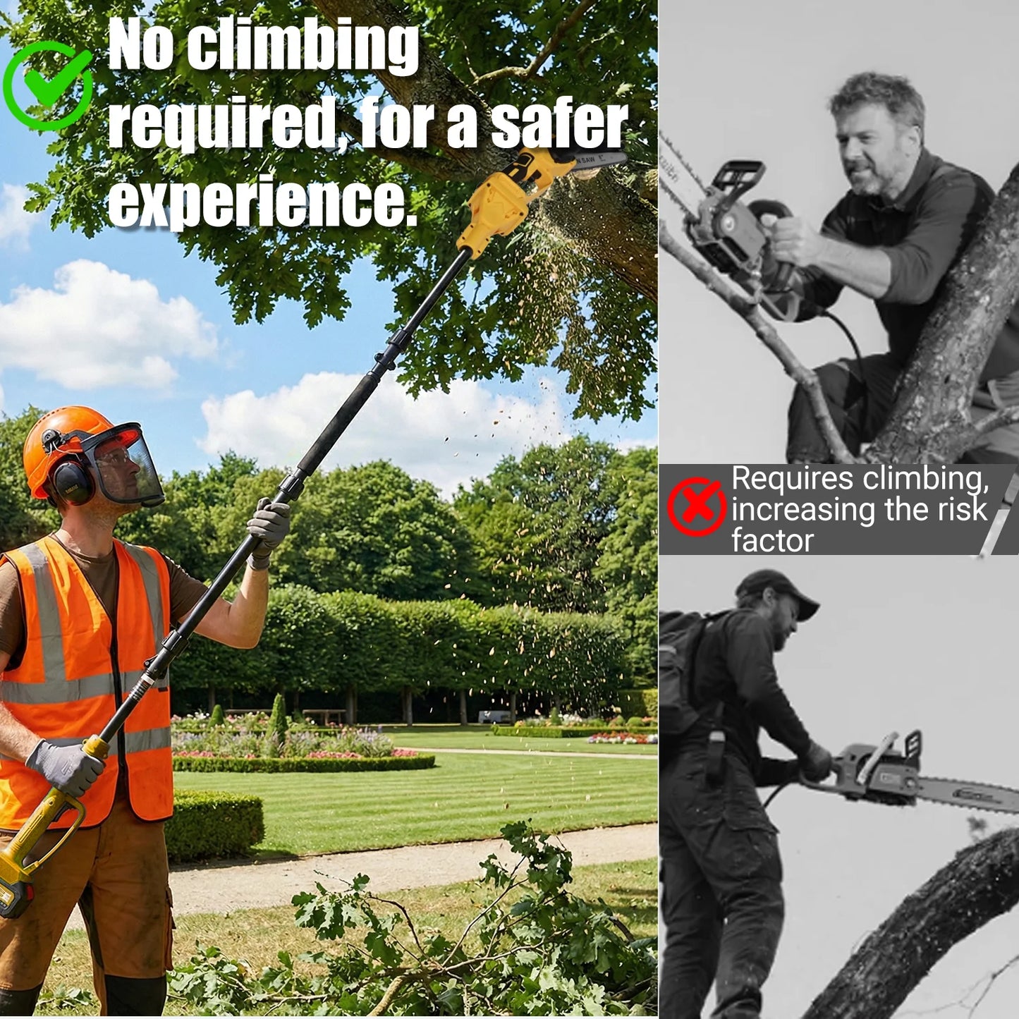 2-In-1 Electric Pole Saw Cordless Extension Pole For Wood Cutting