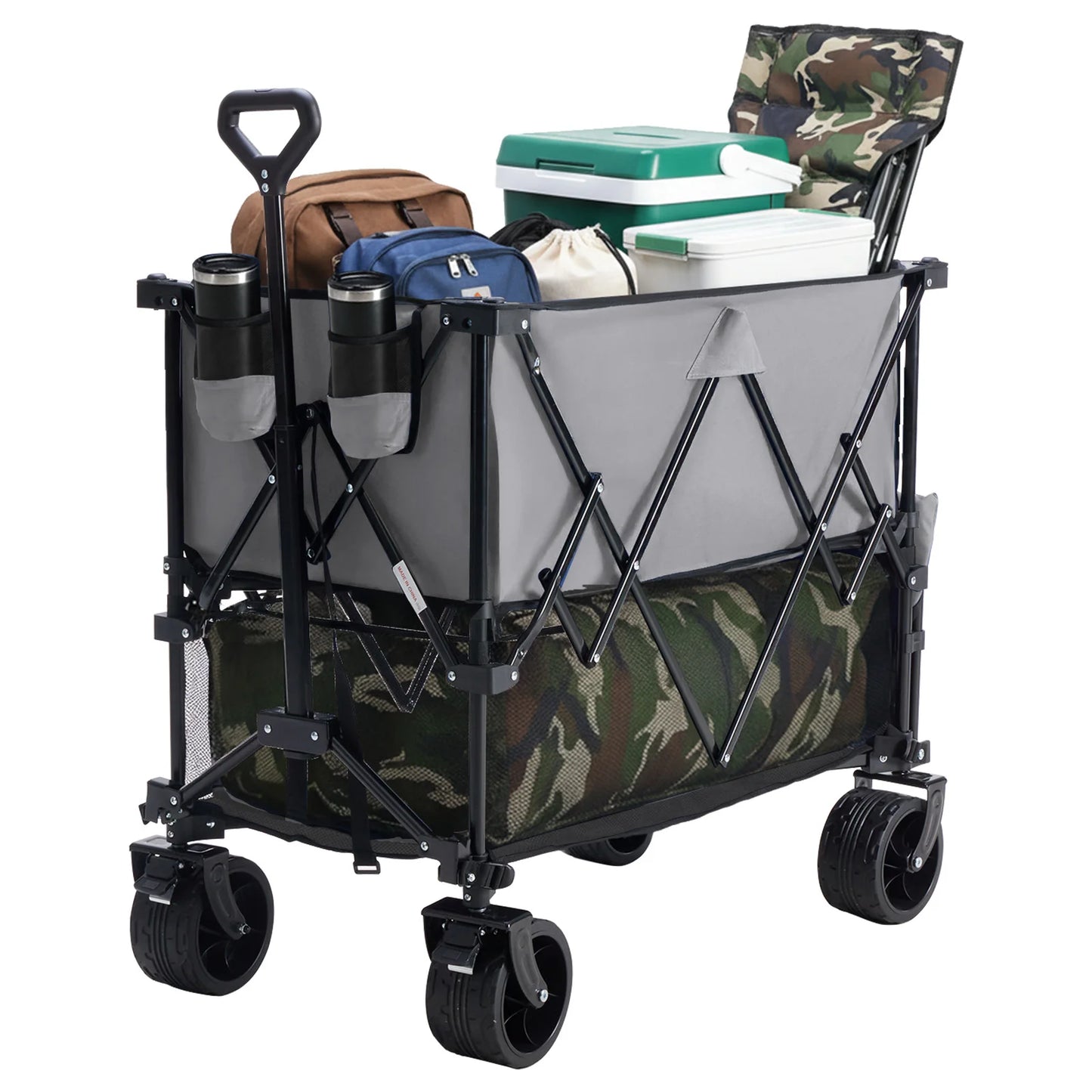 JHK Double Decker Wagon Collapsible Folding Cart Garden Beach Camping