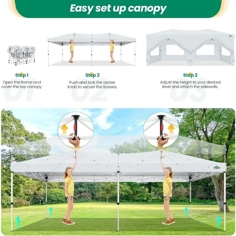 COBIZI Waterproof Gazebo Tent Pop Up Canopy With Sidewalls