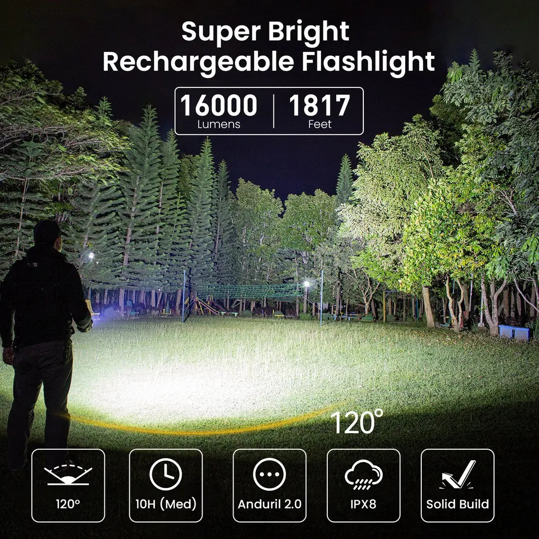 Sofirn Q8 Plus XHP50B LED Flashlight 16000lm Rechargeable Torch