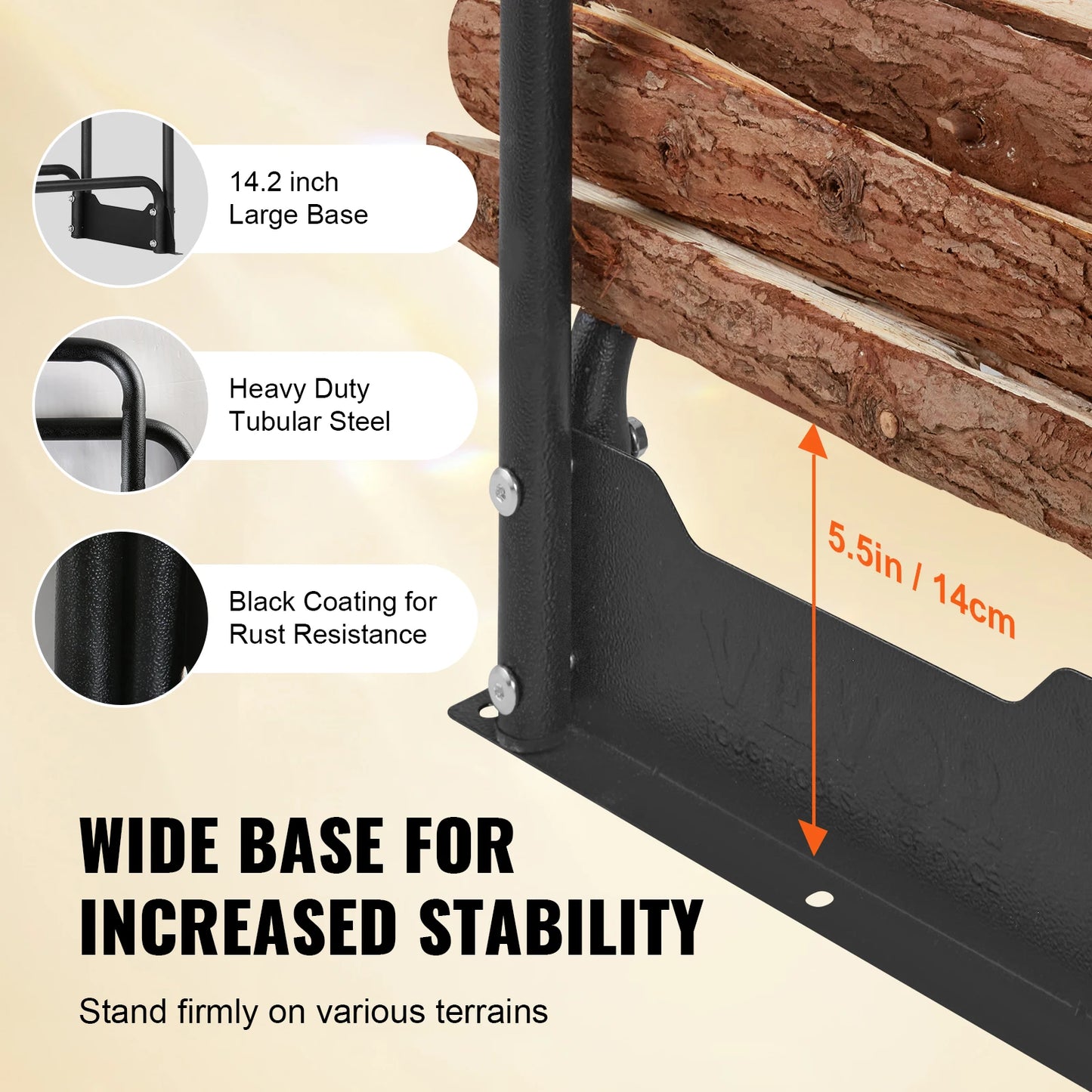 SucceBuy Outdoor Firewood Rack With Waterproof Cover